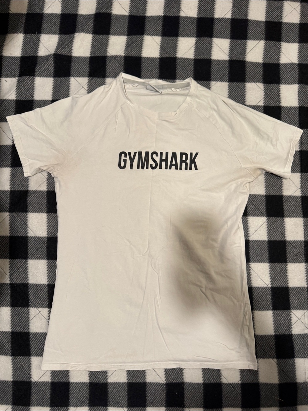 Gymshark White Short Sleeve Logo Tee with Black Print